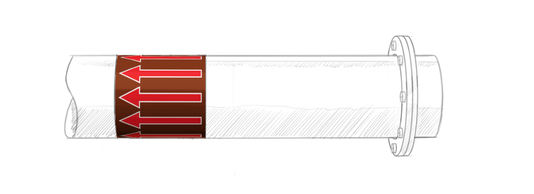 bande_colorate_fluidi Bande colorate di identificazione fluidi su tubazioni di aria compressa in impianto industriale