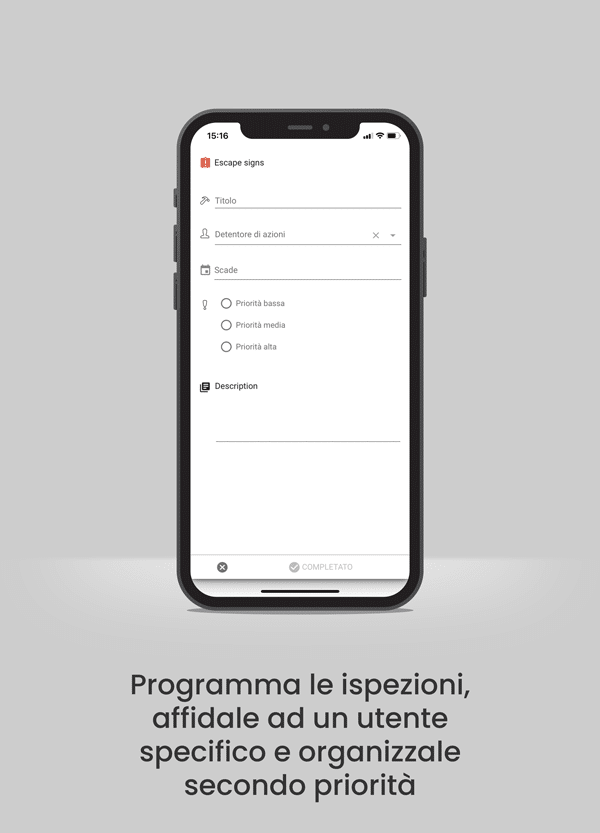 Programma le ispezioni, affidale ad un utente specifico e organizzale secondo priorità